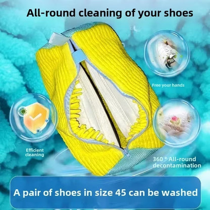 Durable Mesh Shoe Wash Bag with Zipper Rich Fluff inside Protects Sneakers Casual Shoes in Washer Dryer Travel Storage Organizer